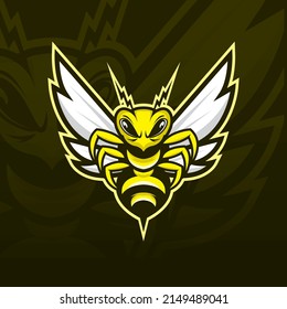 Plantilla de diseño del logotipo de abeja, diseño del logotipo de la mascota de abejas de Hornet, diseño del logotipo de la mascota de la abeja Angry Bee.