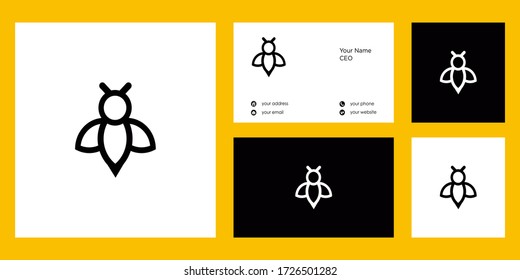 Bee Logo design vector and business card