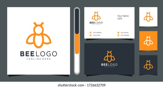 vector de diseño de logotipo de abejas y tarjeta de visita