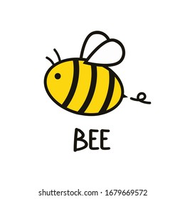 Bee logo design. Bee vector. bee cartoon character design. free space for text.