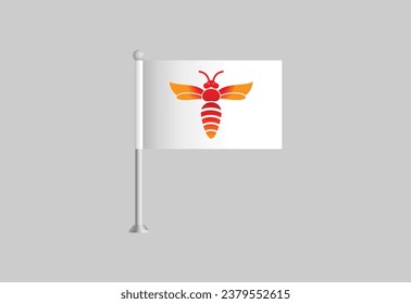 Bee Logo Design Vector. Graphic Symbol ,And flag Pro Vector