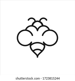 Bee logo design vector. Honeybee abstract symbol. Outline flying insect vector icon