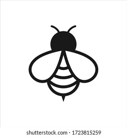 Bee logo design vector. Honeybee abstract symbol. Outline flying insect vector icon