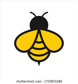 Bee logo design vector. Honeybee abstract symbol. Outline flying insect vector icon