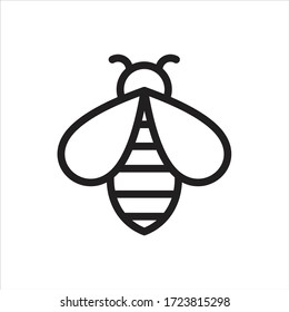 Bee logo design vector. Honeybee abstract symbol. Outline flying insect vector icon