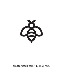 Bee logo design vector. Honeybee abstract symbol. Outline flying insect vector icon. 