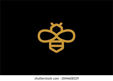 Bee Logo Design Vector. Honeybee Abstract Symbol. Outline Flying Insect Vector Icon.