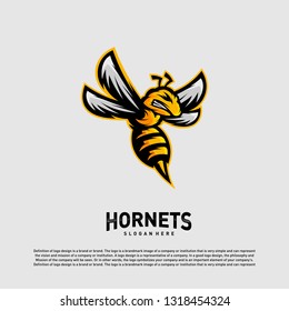 Bee logo design vector. Hornets logo template. Icon symbol