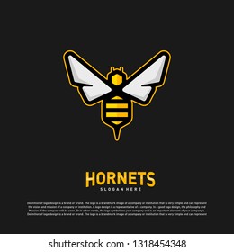 Bee logo design vector. Hornets logo template. Icon symbol