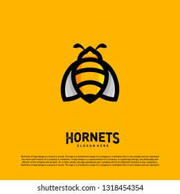 Bee logo design vector. Hornets logo template. Icon symbol