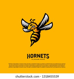 Bee logo design vector. Hornets logo template. Icon symbol