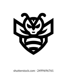 Bee Logo Design Vector Illustration Black and White