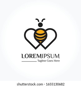 Bee Logo design vector template linear style. Outline icon.
