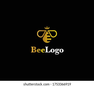 Bee Logo design vector template.  Creative logo work. Logotype concept. Bee icon with crown. Bee symbol for logo. Queen bee vectorgraphic icon.