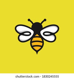 Bee Logo design vector template linear style. Outline icon. Creative Hard work Hive Logotype concept
