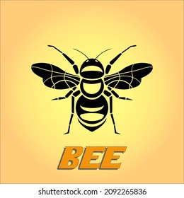 Bee Logo design vector template black style. Outline icon. Logotype concept