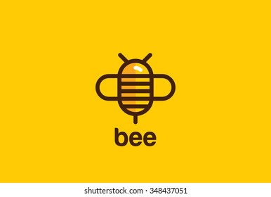 Bee Logo design vector template linear geometric style.
Bug Logotype concept creative funny icon.