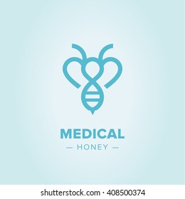 Bee Logo design vector template linear style. Outline icon.