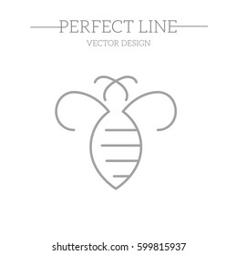 Bee Logo design vector template linear geometric style.