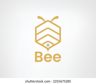 Bee logo design vector templates on white backgrounds