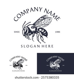 Bee Logo Design Vintage Luxury Company