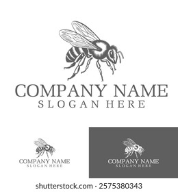 Bee Logo Design Vintage Luxury Company