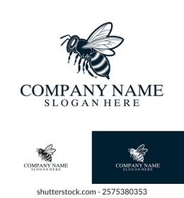 Bee Logo Design Vintage Luxury Company