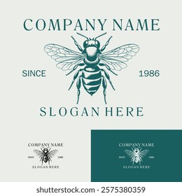 Bee Logo Design Vintage Luxury Company