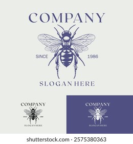 Bee Logo Design Vintage Luxury Company