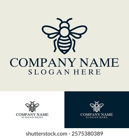 Bee Logo Design Vintage Luxury Company