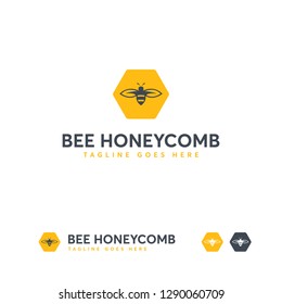 Bee logo designs template, Honeycomb logo designs concept vector
