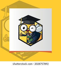 bee logo with education theme, logo design inspiration