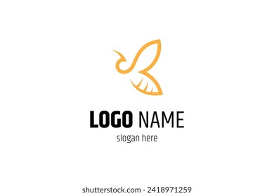 bee logo with flat vector template design style