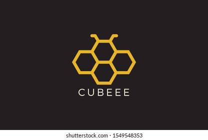 Bee logo forms a cube object with yellow color