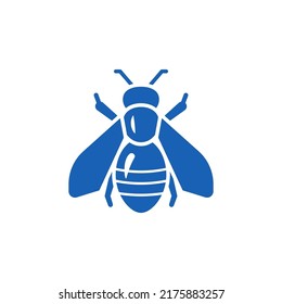 Bee logo glyph icon. Silhouette of bee. Vector design element. Monochrome symbols collection