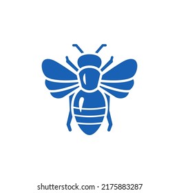 Bee logo glyph icon. Silhouette of bee. Vector design element. Monochrome symbols collection