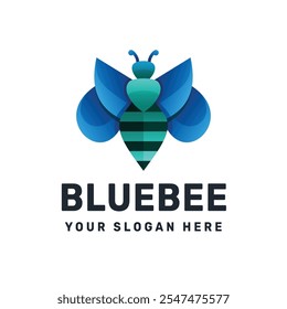 Bee logo gradient colorful vector icon illustration