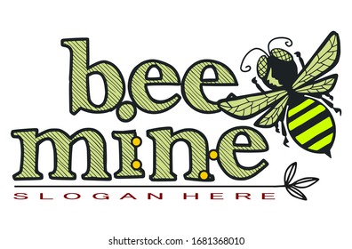 bee logo, green bee with the letter "bee mine"