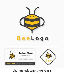 bee logo for honey business and products. Abstract bee and honey logo symbols. Vector illustration