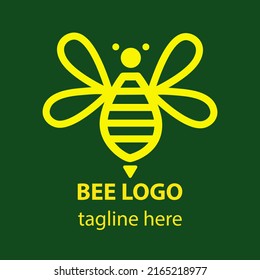 Bee logo. Honey company logo design. Flat line trendy style. Vector illustration. Beekeeper farm badge brand identity template. Organic honey logo label concept with bee symbol.