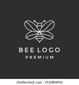 bee logo. Bee honey graphic design template vector illustration in black backgroun