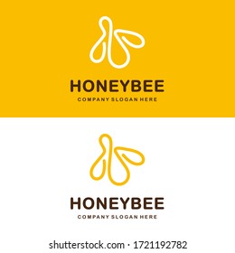 Bee logo. Honeybee logotype template. Continuous line logo. Simple vector design.
