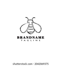 bee logo icon design template black modern cartoon vector illustration
