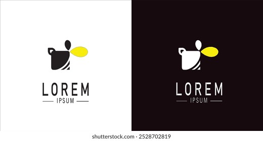 Bee logo icon flat vector design