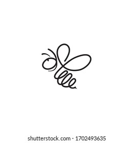 Bee logo icon line style vector.