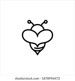Bee logo icon line style vector.
