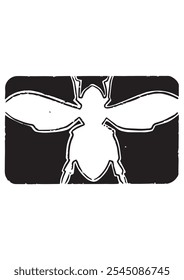 Icono del logotipo de la abeja, blanco sobre fondo negro, ilustración botánica