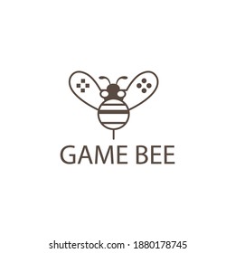 bee logo illustration game line design vector template
