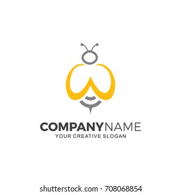 Bee logo initial W. Business  logo illustration