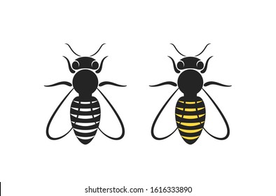 Bee logo. Isolated bee on white background